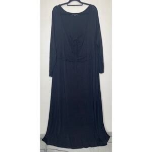 Eloquii Keyhole Cutout Maxi Gown Black 26 Dress Plus Size Long sleeve‎